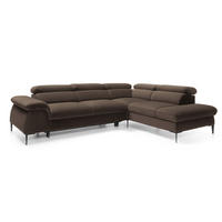 SCHLAFSOFA 280 cm Amaro L mit verstellbaren Kopfstützen, Rechts, Braun - Braun, Holz (214/280cm) - Emporius