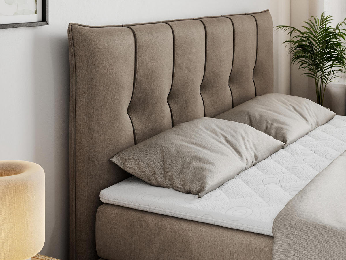 BOXSPRINGBETT PREMIUM 10 KING 180/200 Braun Velvet - H3 - Braun, Holz/Textil (180/200cm) - MKS