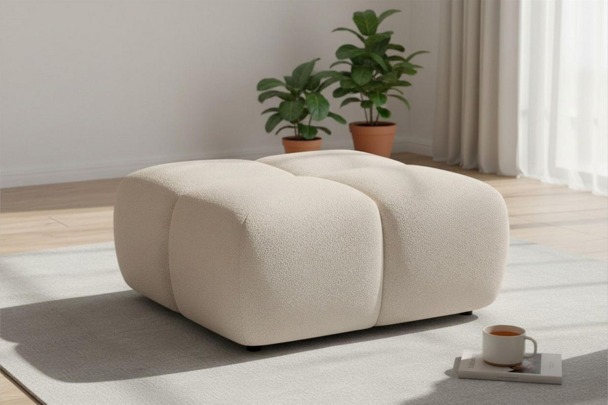 POLSTERHOCKER Vega - Beige, Holzwerkstoff/Textil (90/45/90cm) - Fun Möbel