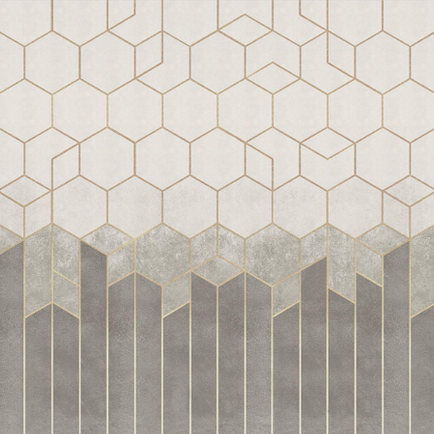 FOTOTAPETE geometrische Formen 424 x 280 cm - Goldfarben, Papier (424/280cm) - Sanders & Sanders
