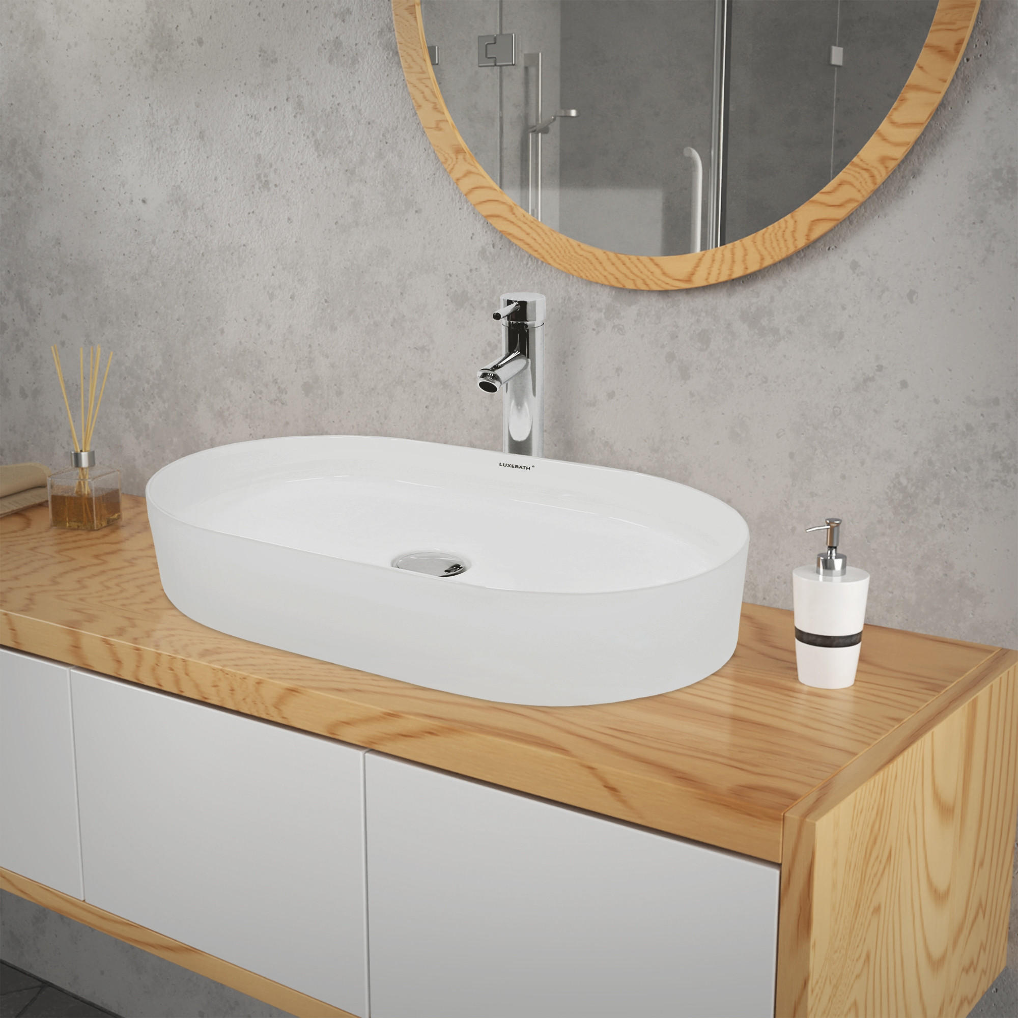 WASCHBECKEN - Weiß, Keramik (38/12.5/60.5cm) - LuxeBath
