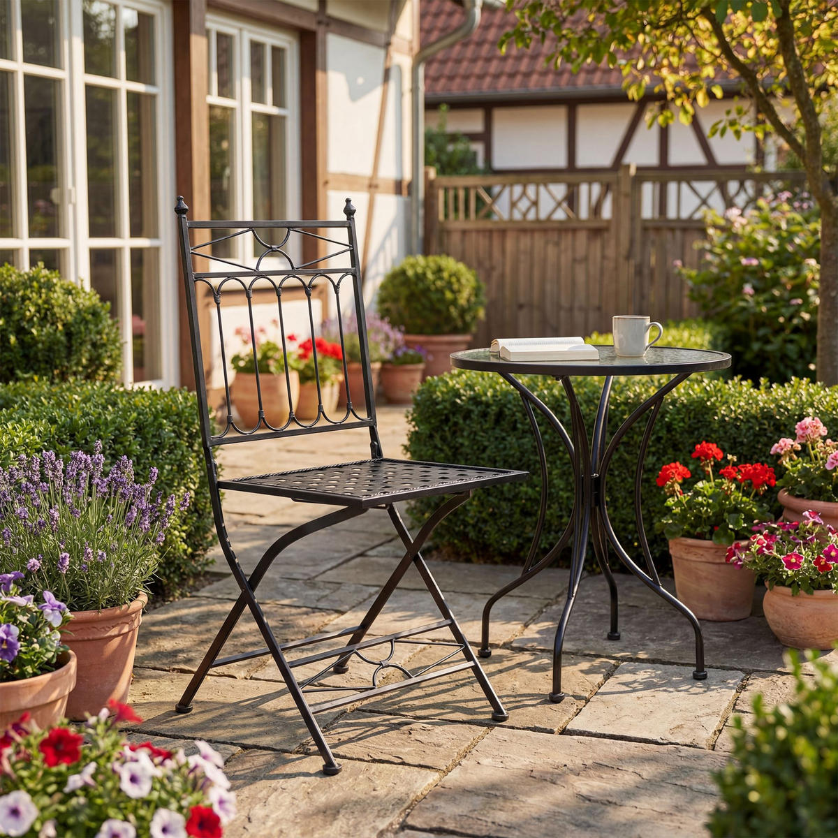 GARTENKLAPPSTUHL 2er Set Metall bronze - Bronzefarben, Metall (42/94/40cm) - CLP