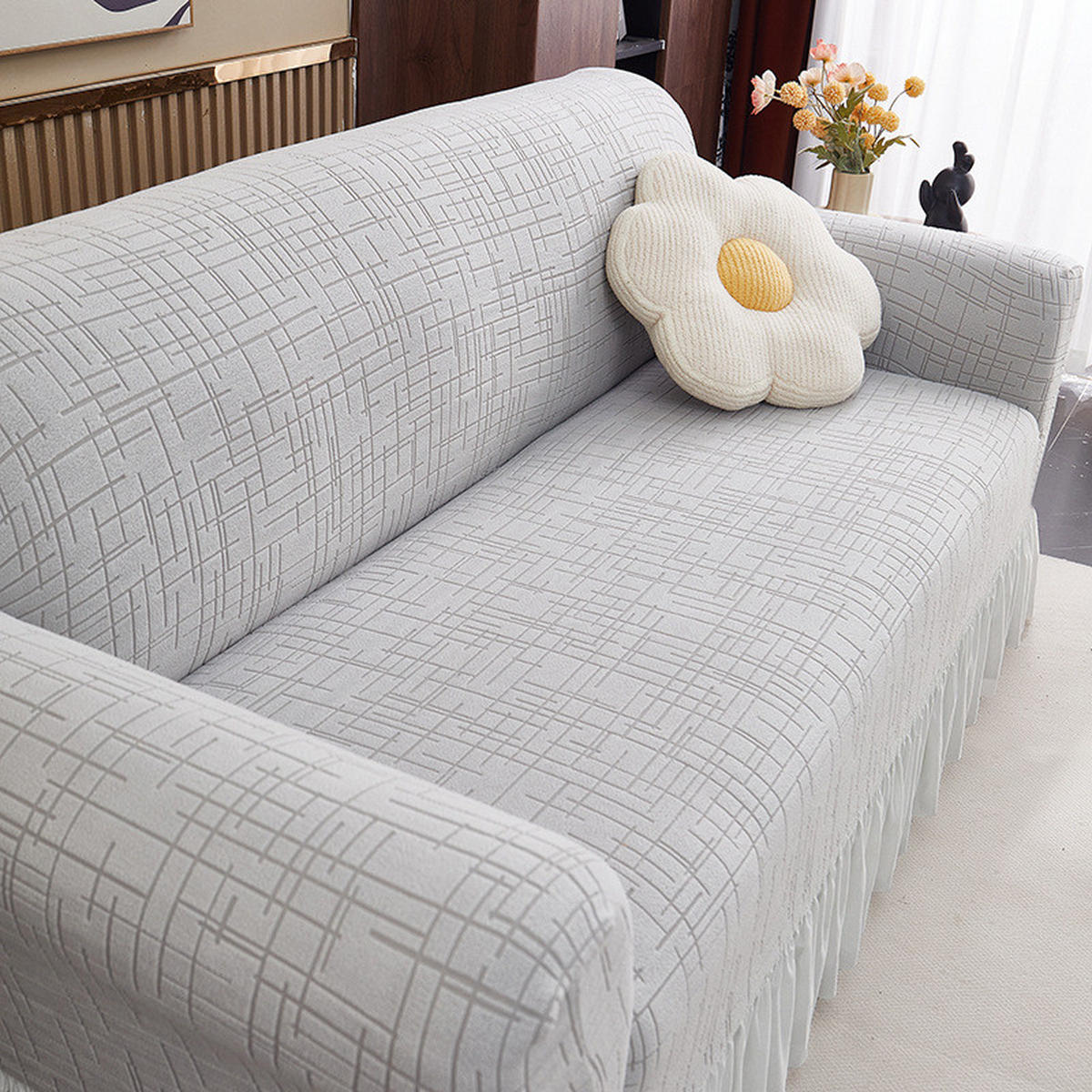 SOFABEZUG – 2-Sitzer (185 x 145 cm) – Silber - Grau, Textil (185/145cm)