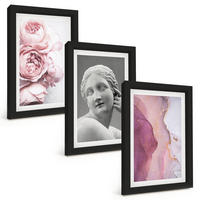 BILDER SET 3er Set - 20x30 cm Schwarzer Rahmen - Pfingstrosen abstrakte Frauenskulptur - Schwarz, Kunststoff (20/30cm) - TULUP