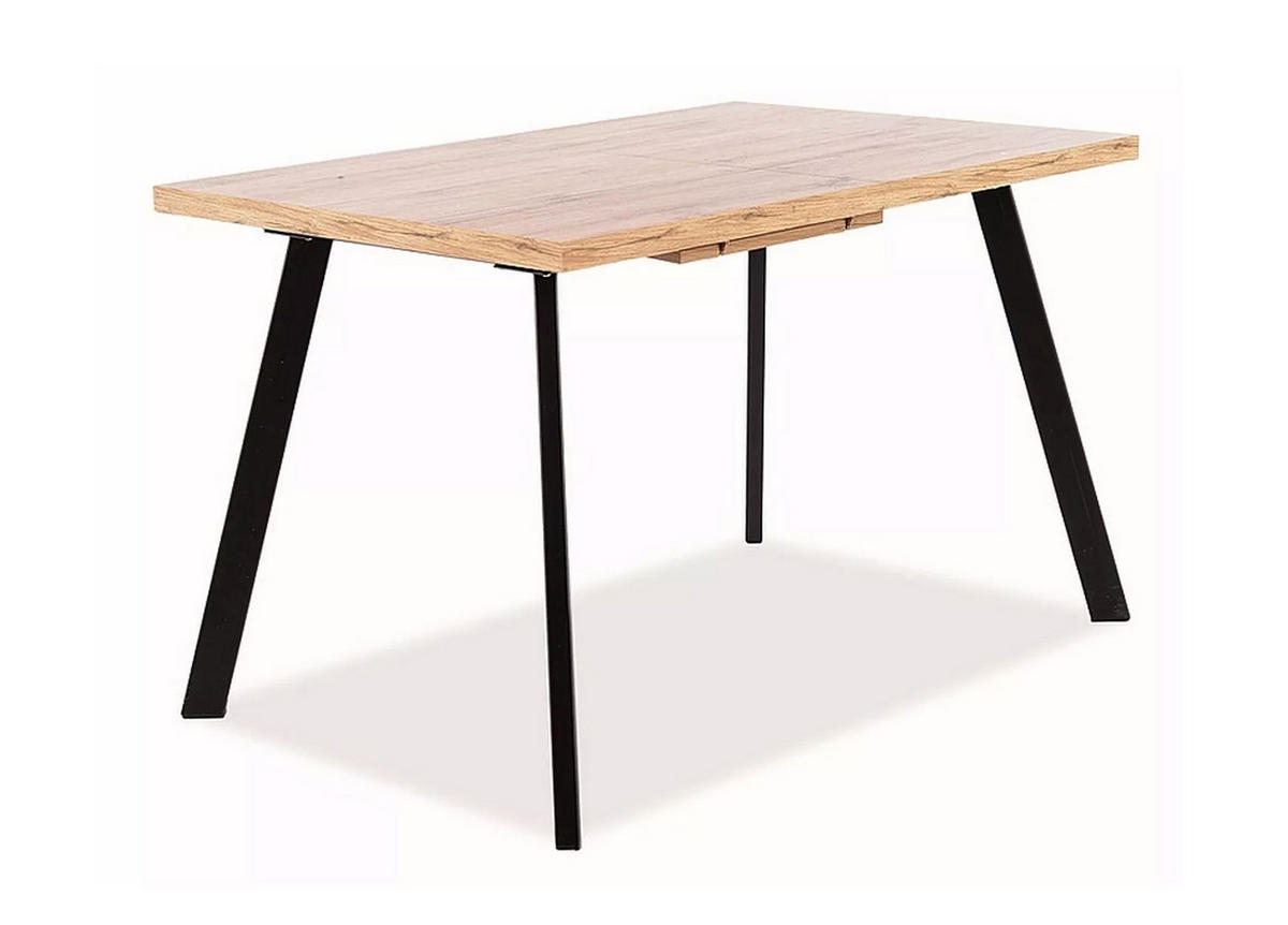 ESSTISCH Brick Eiche Artisan / Schwarz 120-160 / 80 / 75cm - Eichefarben/Schwarz, Holz/Holzwerkstoff (80/120/75cm) - Feldmann-Wohnen