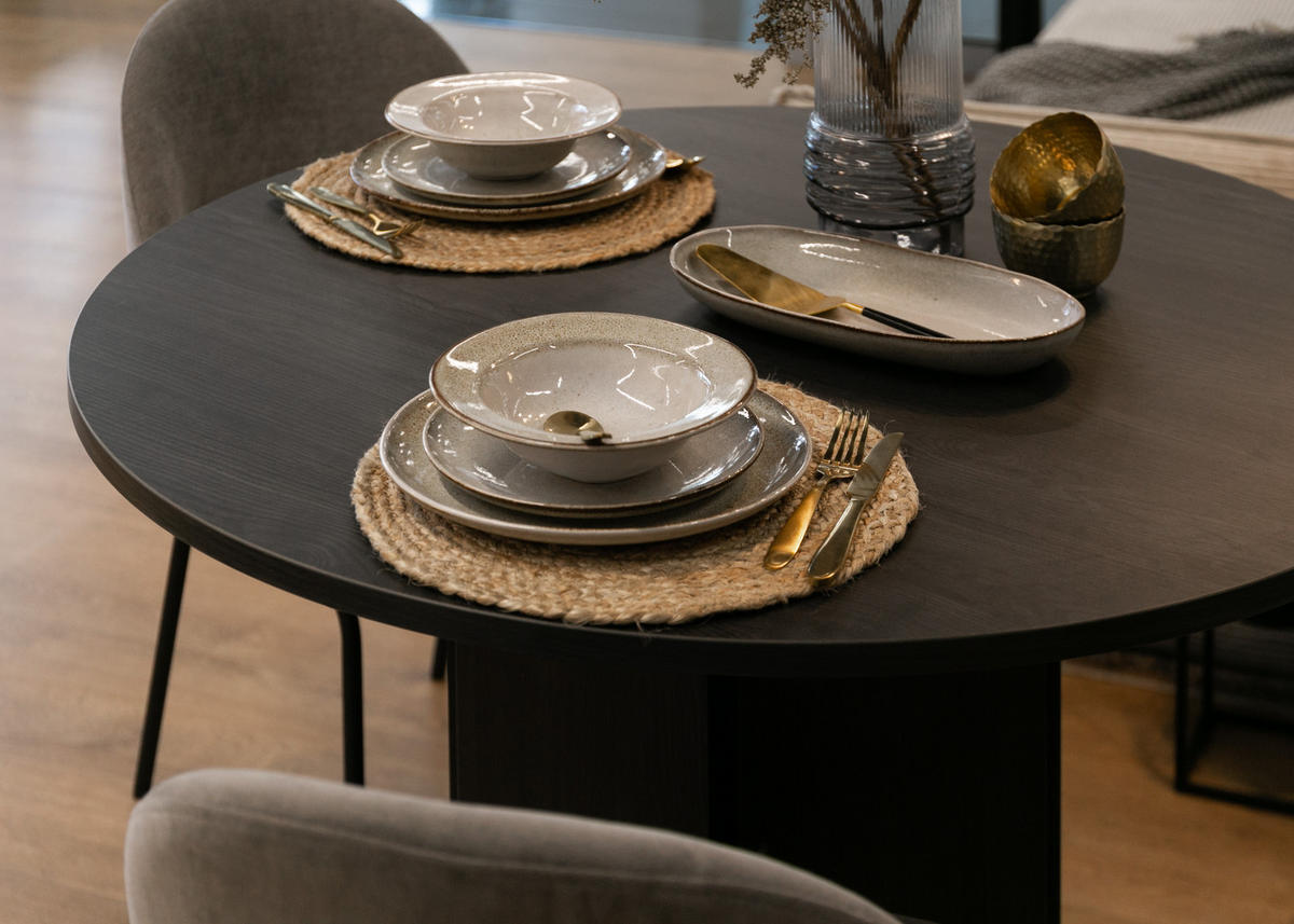 ESSTISCH HEXA Portland Esche Schwarz 110 cm - Schwarz, Holzwerkstoff (110/110/75cm) - Selsey