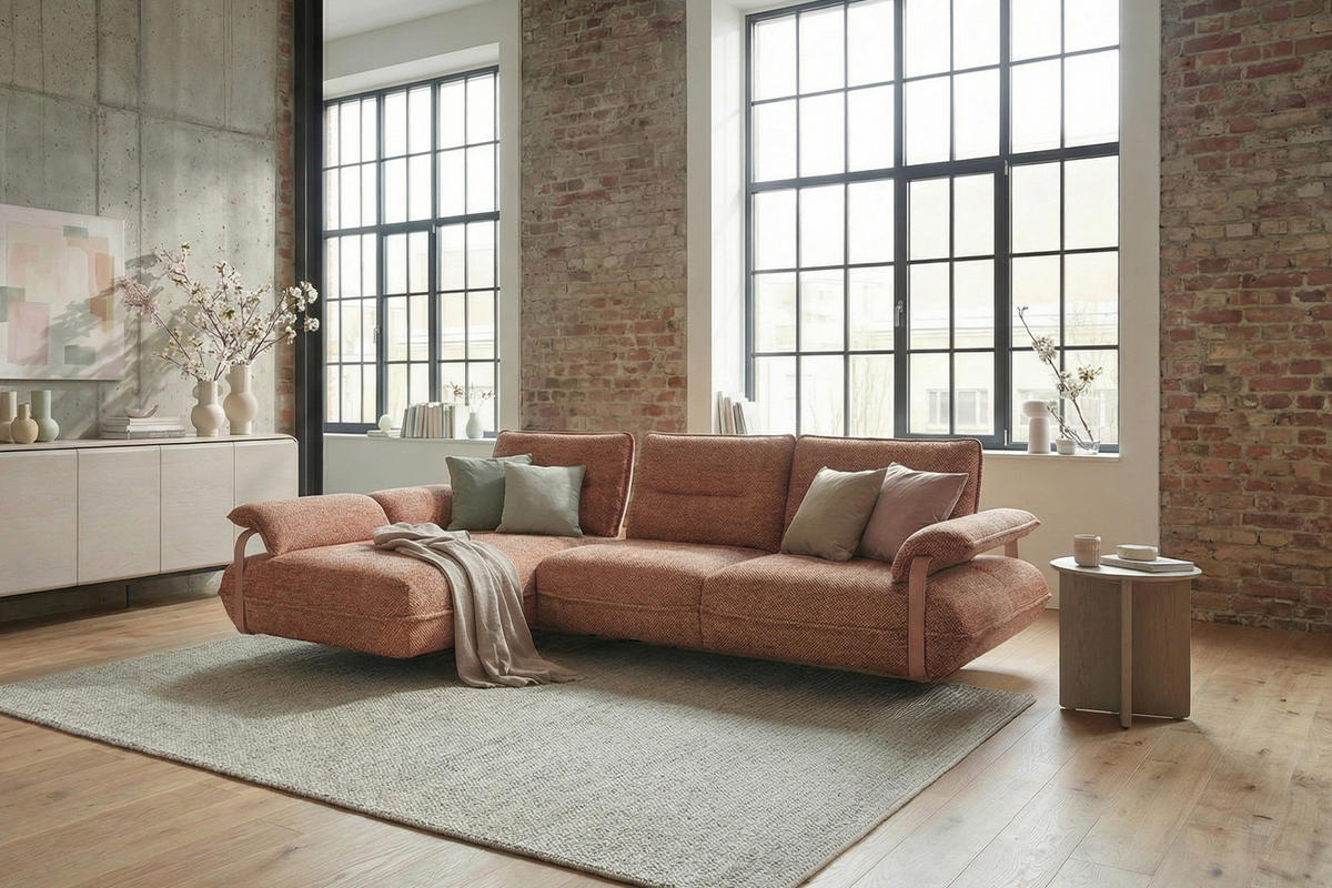 ECKSOFA ANISSA Braun Flachgewebe - Dunkelbraun/Schwarz, Kunststoff/Textil (297/185cm) - KAWOLA