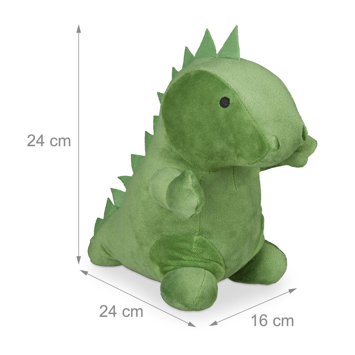 DÖRRSTOPP Grön dinosaurie 24x16x24 cm - Grön, Textil/Naturmaterial (16/24cm) - Relaxdays