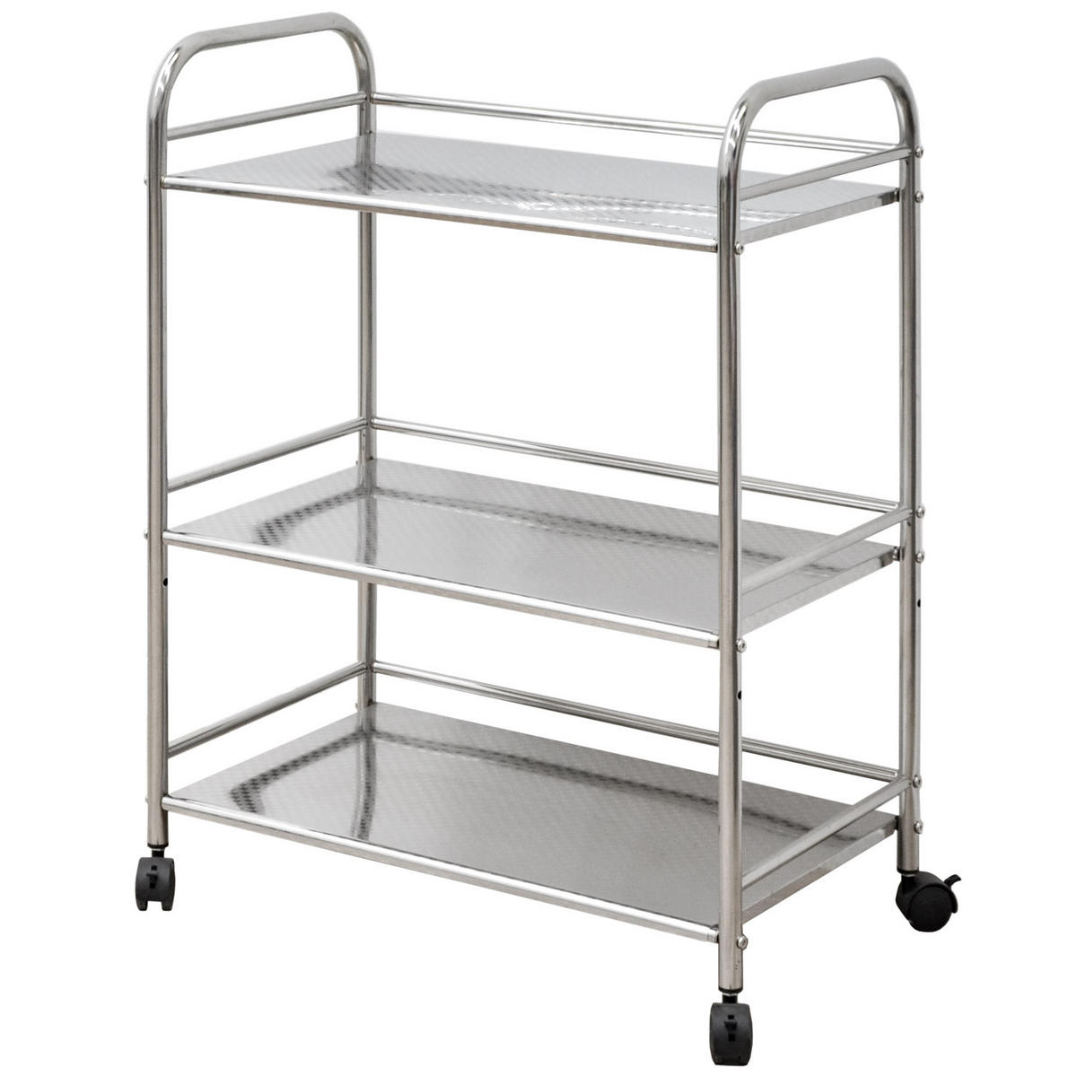 SERVIERWAGEN 60/35/77 cm mit 3 Etagen - Silberfarben, Metall (35/77/60cm) - eyepower