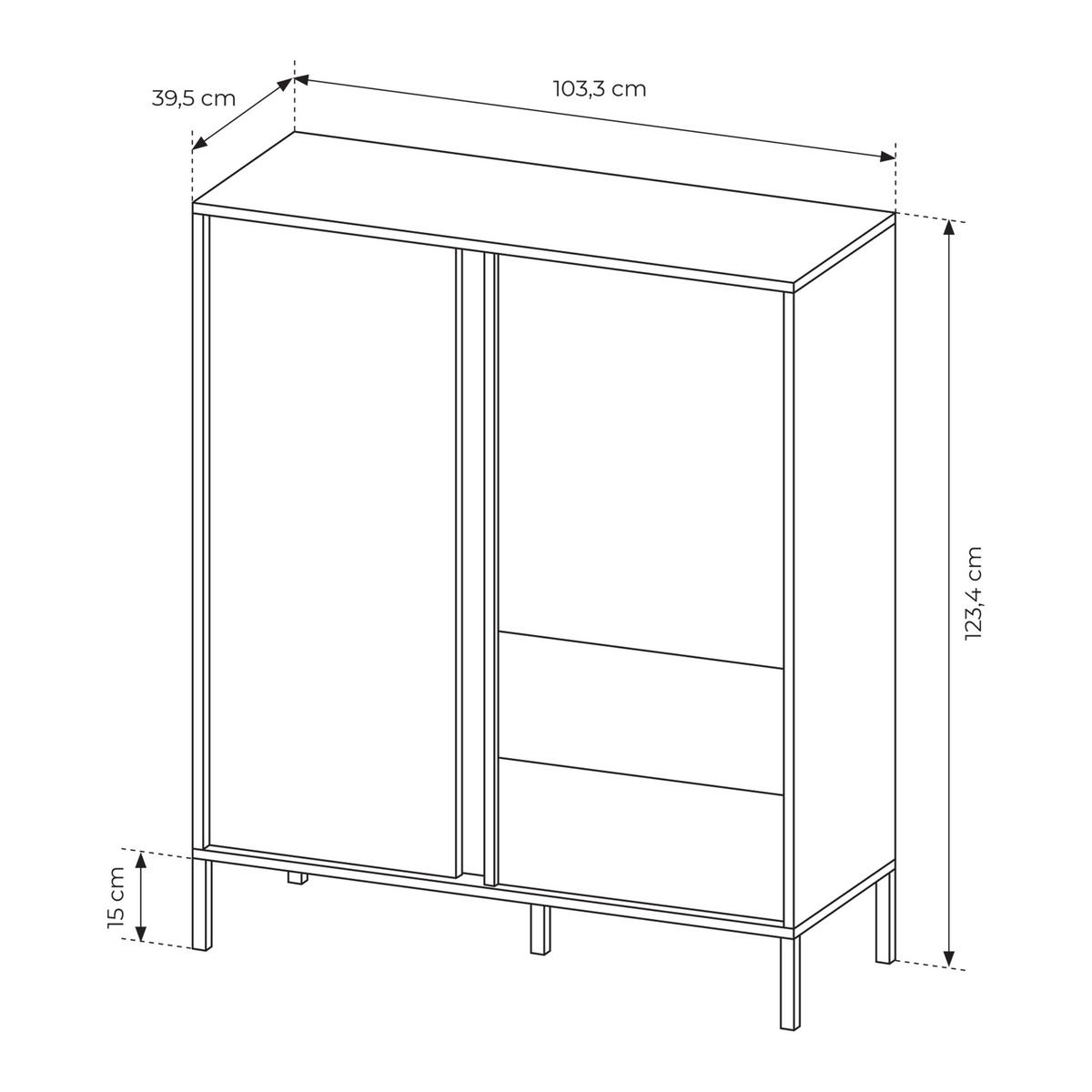 HIGHBOARD DASTINO 103/123/40 cm mit 2 Schubladen und 2 Türen Beige - Beige, Holzwerkstoff (103/123/40cm) - MASSENO