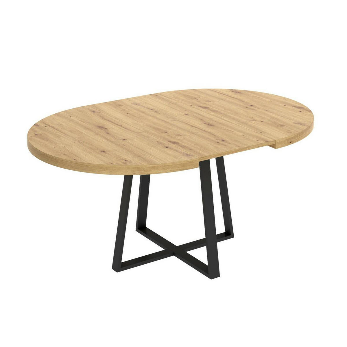 ESSTISCH ausziehbar Holz-Effekt Knoteneiche 110x158h77 - Schwarz, Holzwerkstoff (110/158/77cm) - DMORA