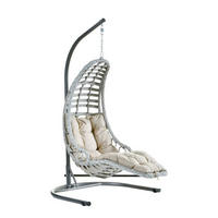 HÄNGESESSEL Gartenschaukel Rattan mit Gestell Hängeschaukel Bodrum - Weiß, Metall (120/212/106cm) - Gowoll