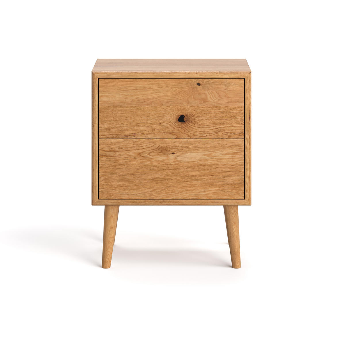 NACHTTISCH Selene zwei Schubladen aus massivem Eichenholz - Eichefarben/Braun, Holz (50/62/40cm) - Danzz