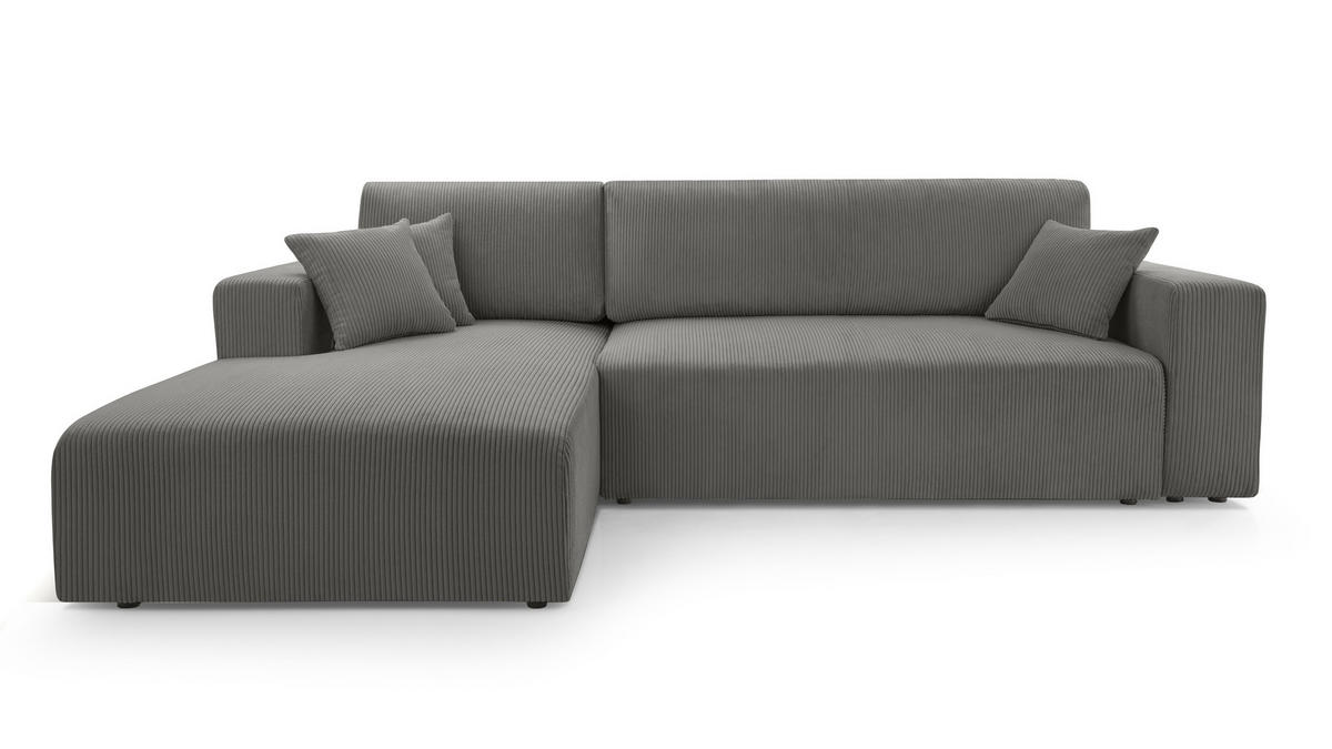 ECKSOFA L Form Catea Grau 279/145/84 cm Links mit Schlaffunktion - Schwarz/Grau, Kunststoff/Textil (145/279cm) - AX Living