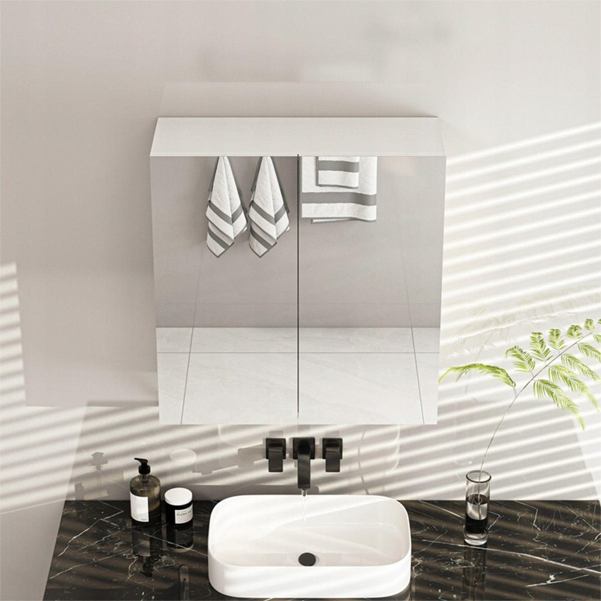 BADEZIMMERSCHRANK, weiß 60/22/60 cm - Weiß, Holzwerkstoff (60/60/22cm)