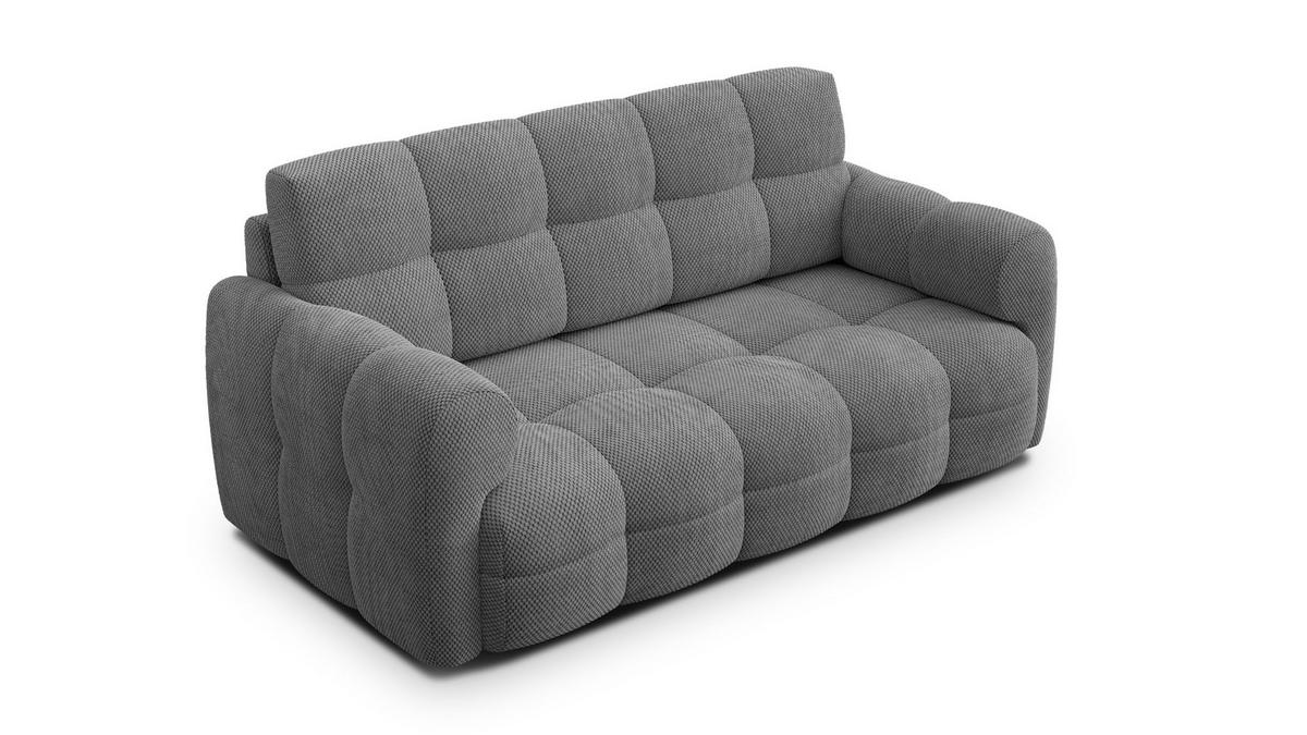 SOFA MELLOW 2,5-Sitzer, grau - Schwarz/Grau, Holz/Textil (183/87/98cm) - Courtois Laville