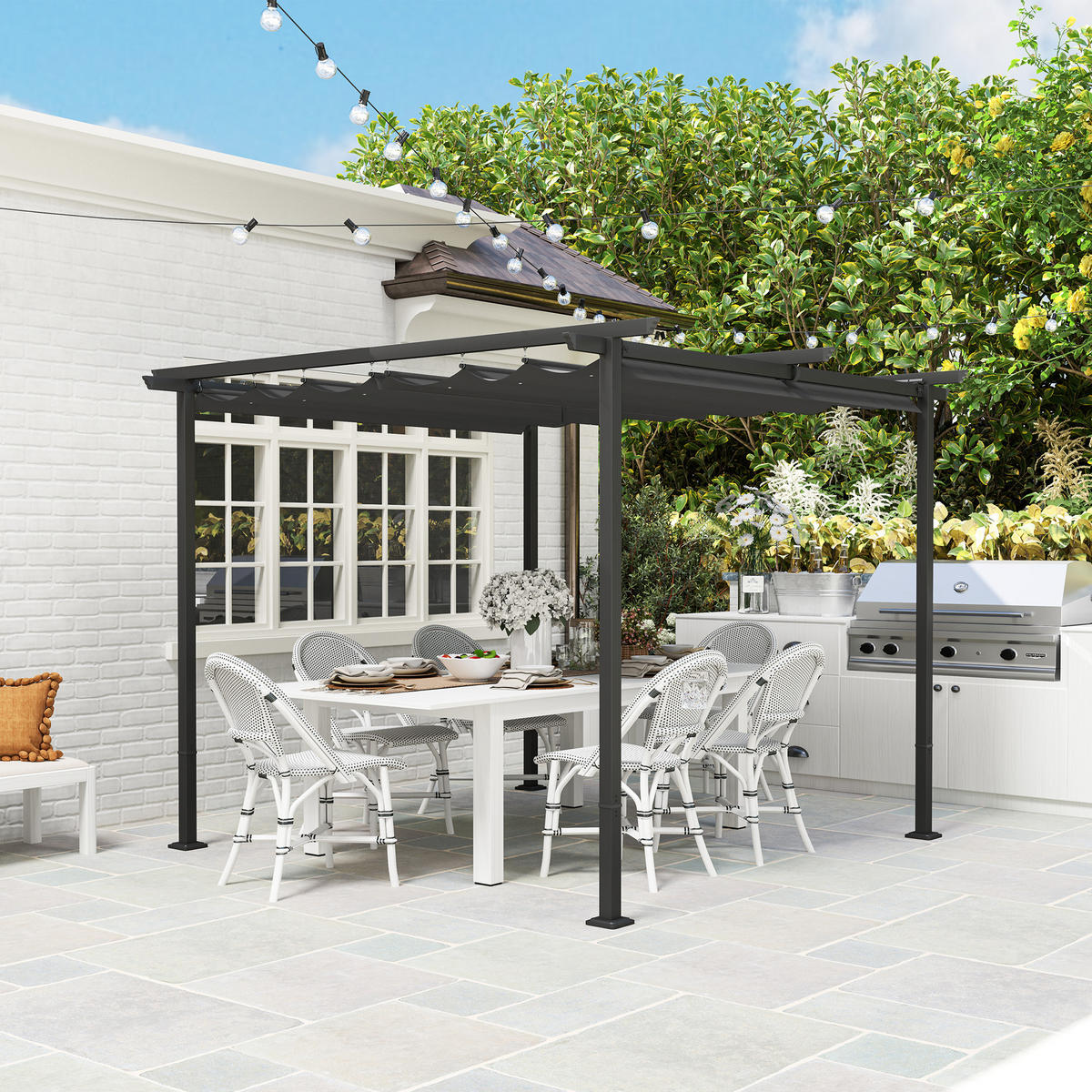 PERGOLA aus Metall, 3x 3m - Dunkelgrau, Metall (300/227/300cm) - Outsunny