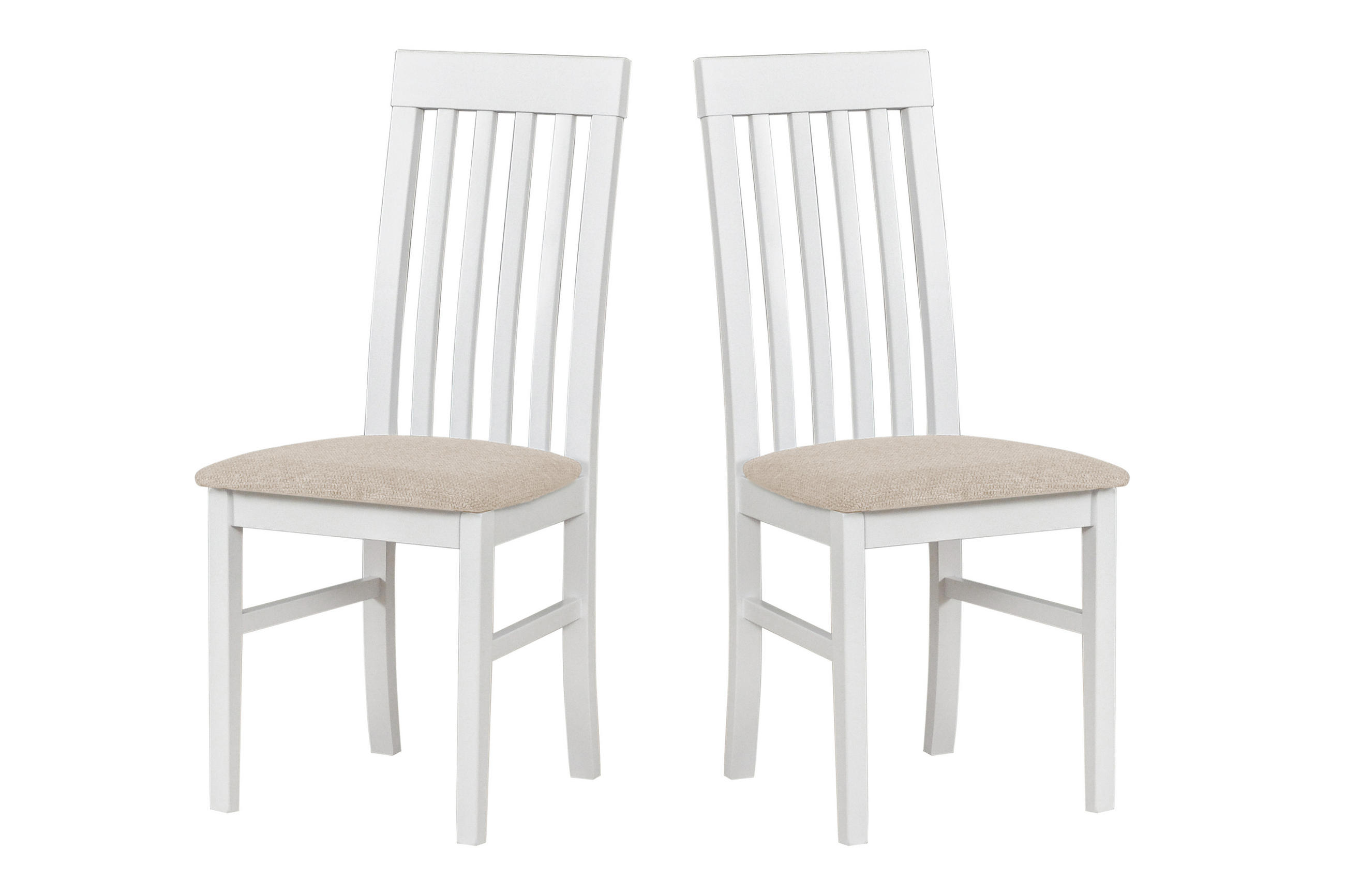 STUHL NILO 1 (2er Set) - Creme/Weiß, Holz (43/96/40cm) - Leaf Design