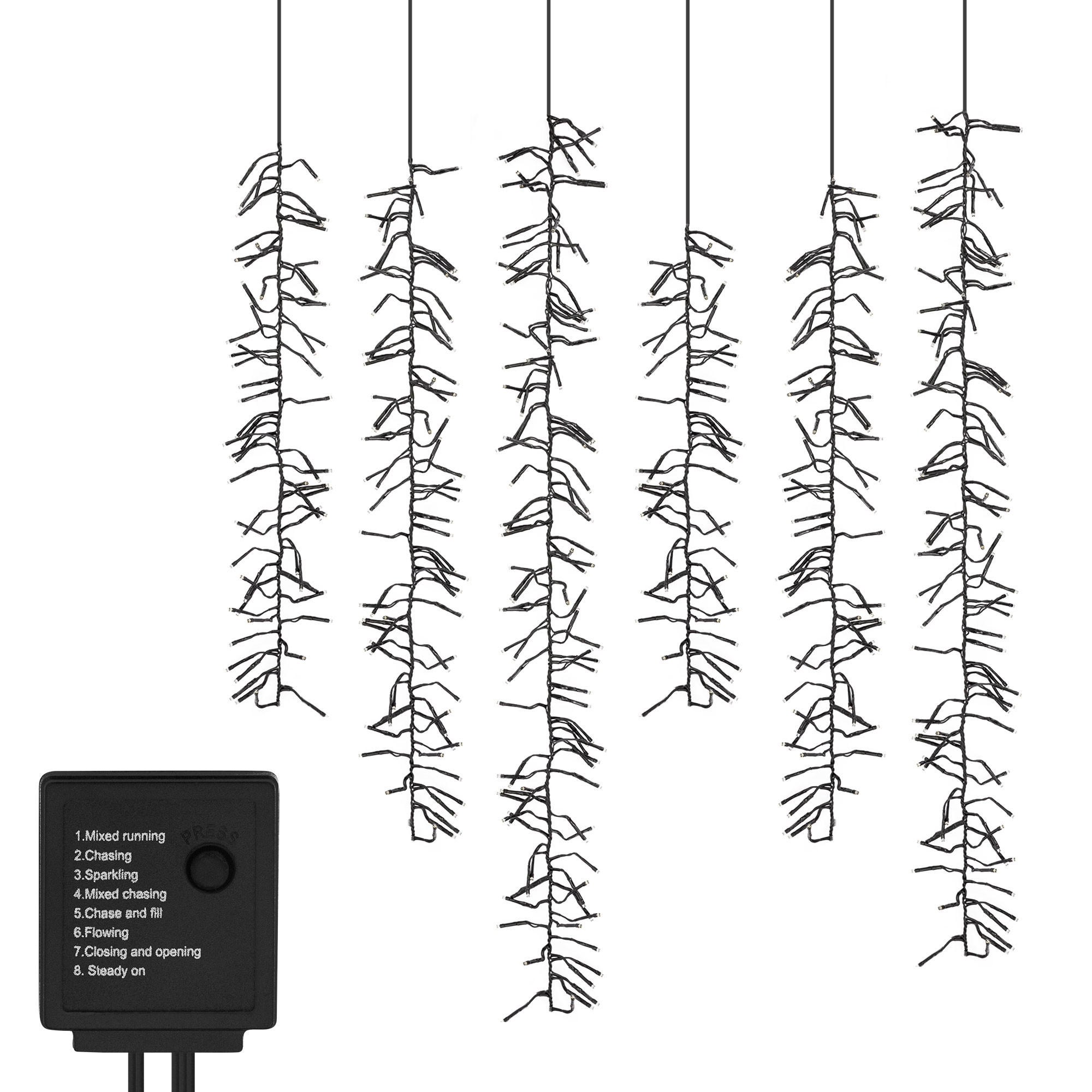 ECD-Germany SVĚTELNÝ ŘETĚZ ZÁVĚS s 480 LED diodami v teplé bílé barvě