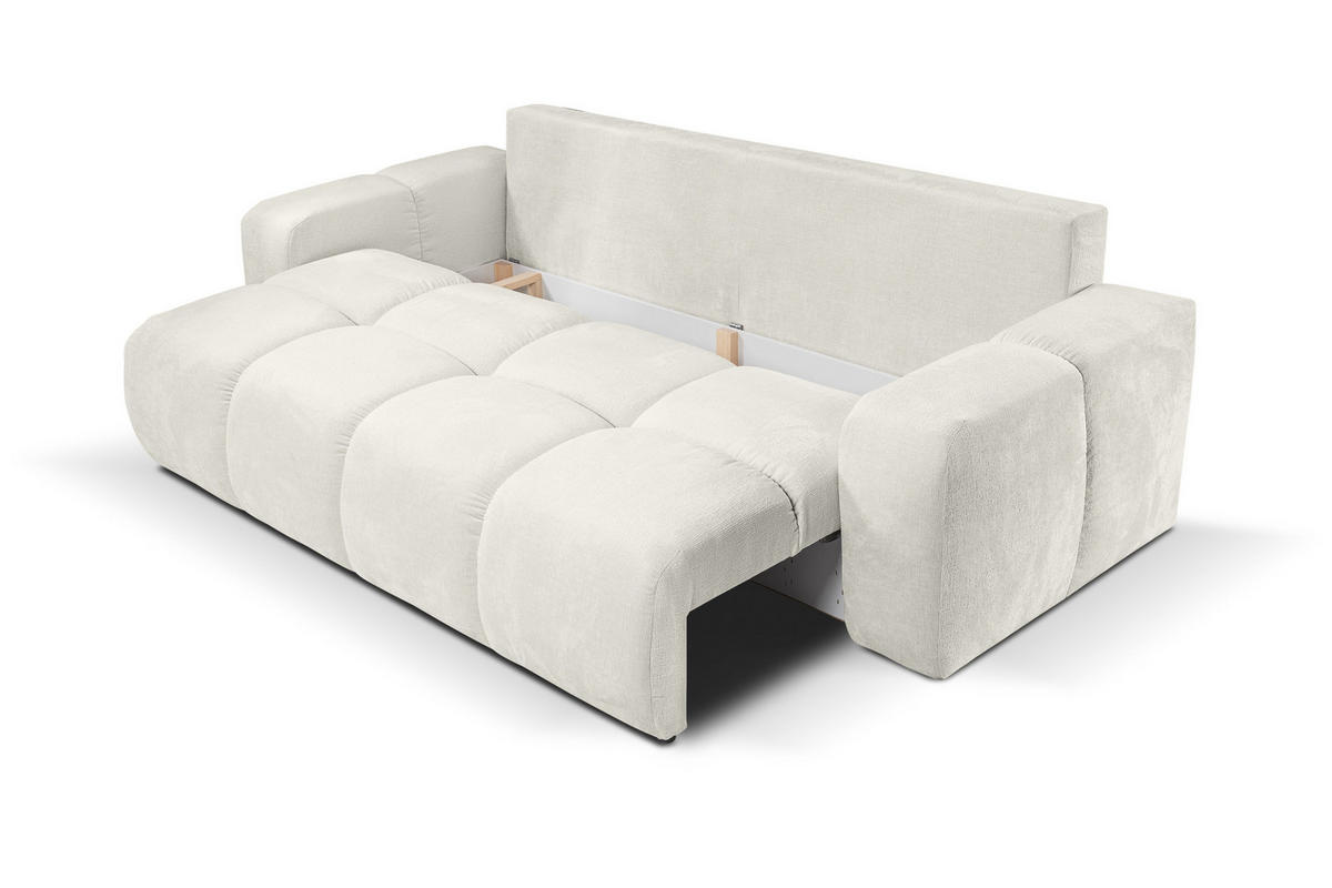 BETTSOFA DUCA Beige Chenille-Stoff mit Schlaffunktion - Beige, Holz (259/90/99cm) - MASSENO