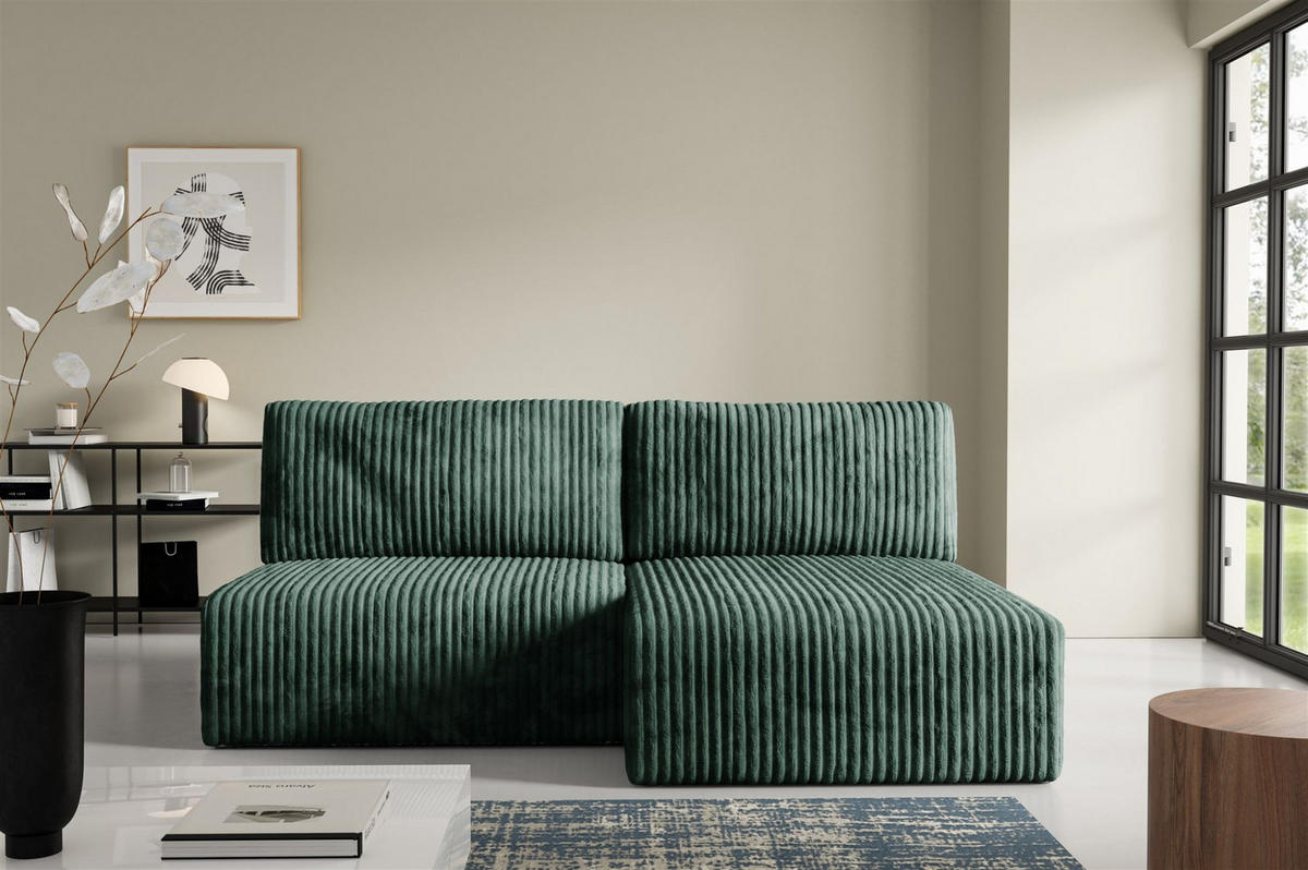 ECKSOFA Natalia Xs - Grün, Holzwerkstoff/Textil (210/149cm) - Fun Möbel