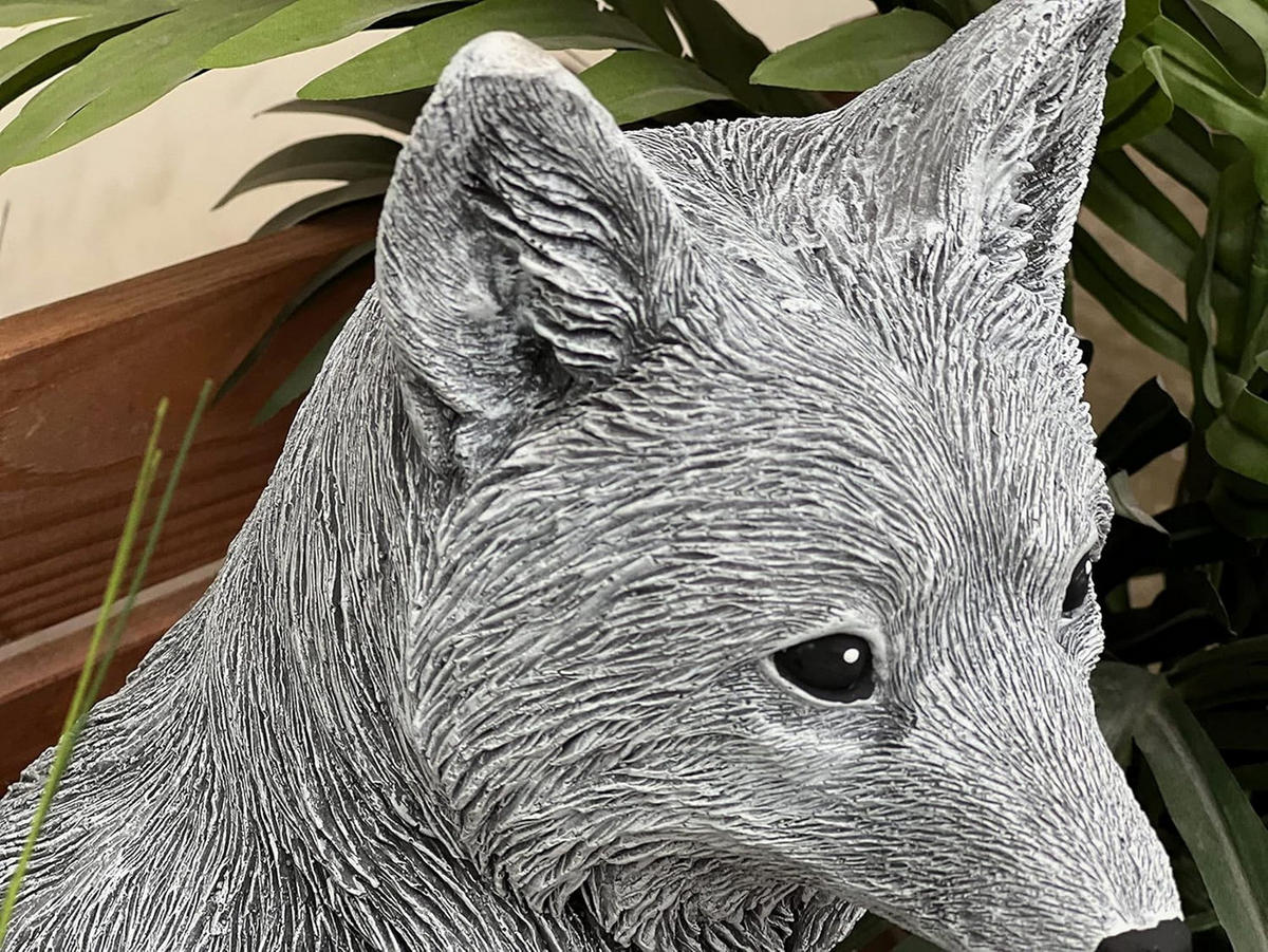 STEINFIGUR Rotfuchs Fuchs Vulpes frostfest Steinguss wetterfest - Grau, Stein (21/36/27cm) - stoneandstyle