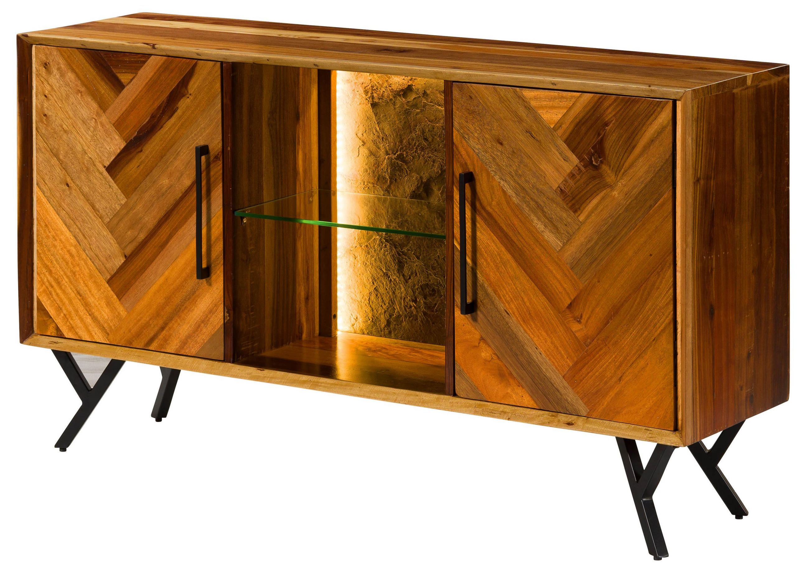 SIDEBOARD Altholz 150x40x81 natur lackiert AVIGNON #110 - Braun, Holz (150/81/40cm) - Massivmoebel24