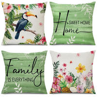 KISSENBEZUG 4er Set 45 x 45 cm Wetterfest Blumen & Vögel - Multicolor, Textil (45/45cm)