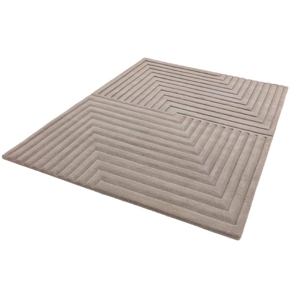 TEPPICH Einfarbiger aus reiner Wolle, handgetuftet, Reliefmuster SQUARE Grau 120 x 170 cm - Grau, Naturmaterialien (120/170cm) - Novatrend