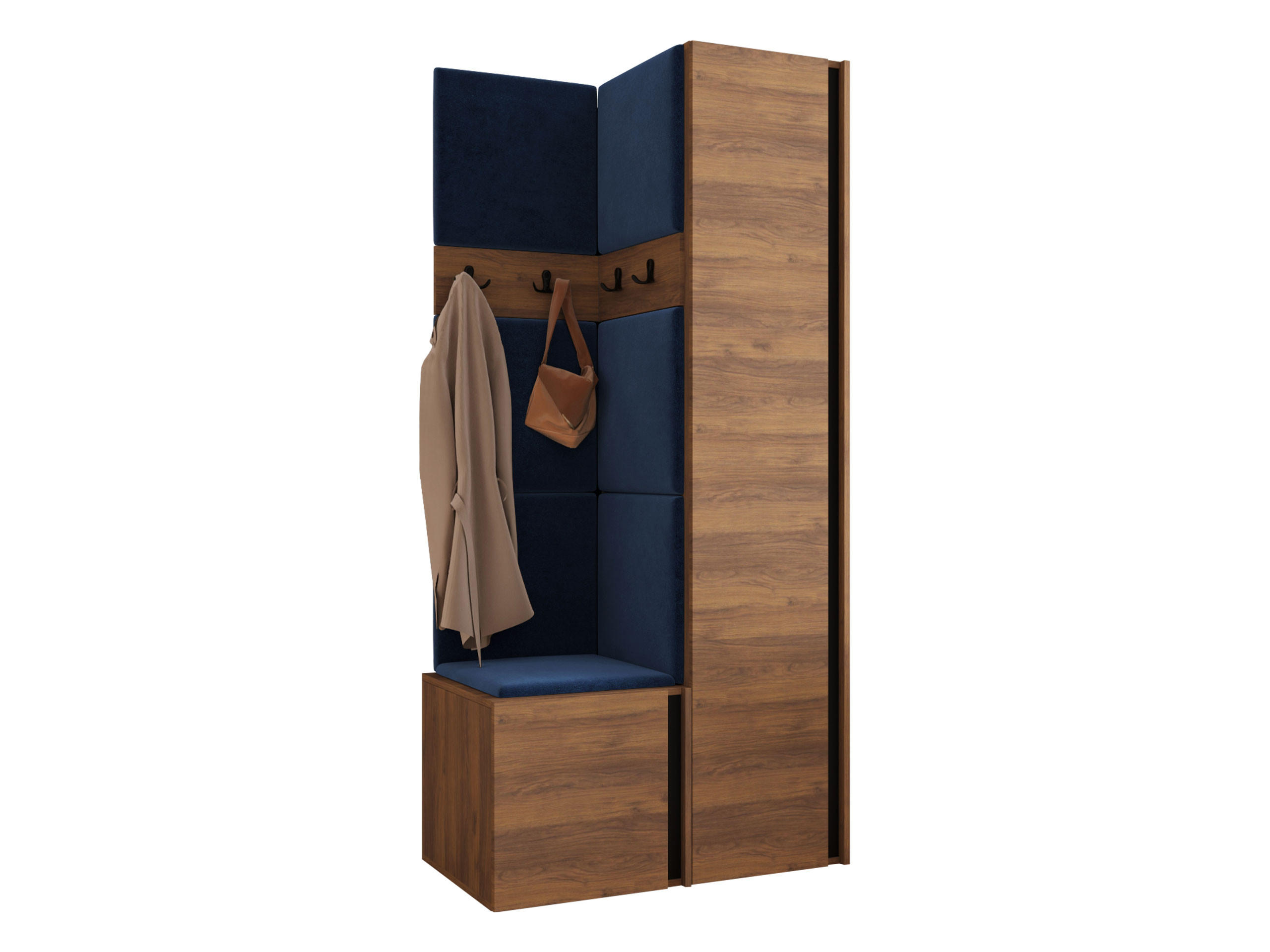 Mirjan24 Garderoben-Set Nussbaum, Blau 82x186x46 cm