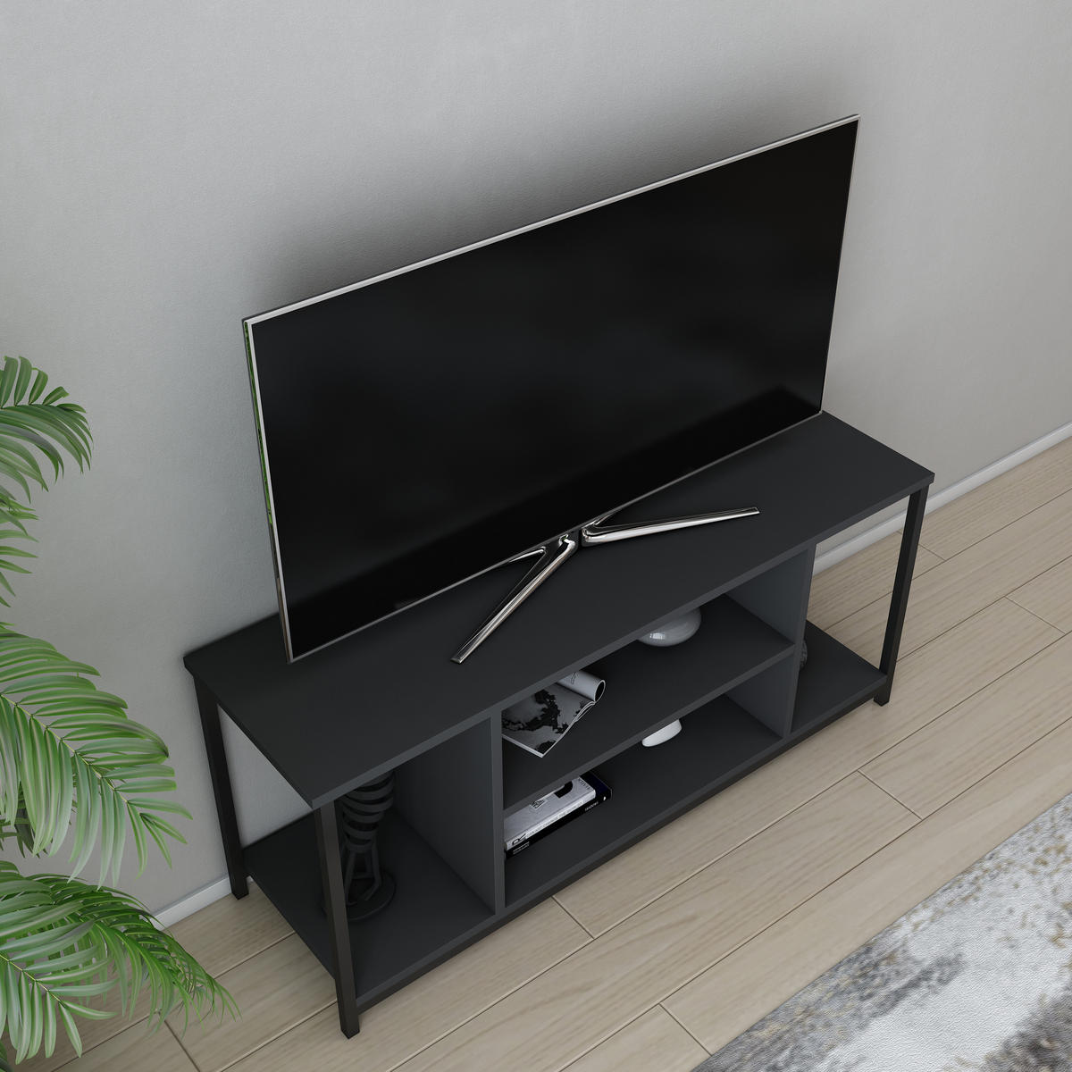 TV-ELEMENT Rinaldo Schwarz-Anthrazit - Anthrazit/Schwarz, Holzwerkstoff (120/51/35cm) - Decorotika