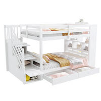 ETAGENBETT 90/200 cm mit Sicherheitstreppe, Stauraum und Lattenrost aus Kiefern, Weiß - Weiß, Holzwerkstoff (90/200cm) - Redom