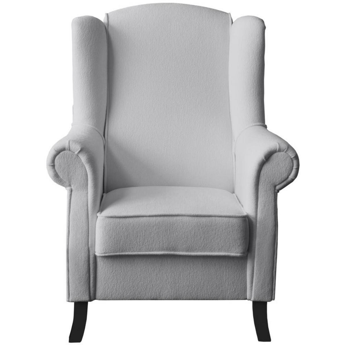 OHRENSESSEL Leonardo hellgrau boucle-stoff - Hellgrau, Holz/Textil (88/118/86cm) - Beautysofa