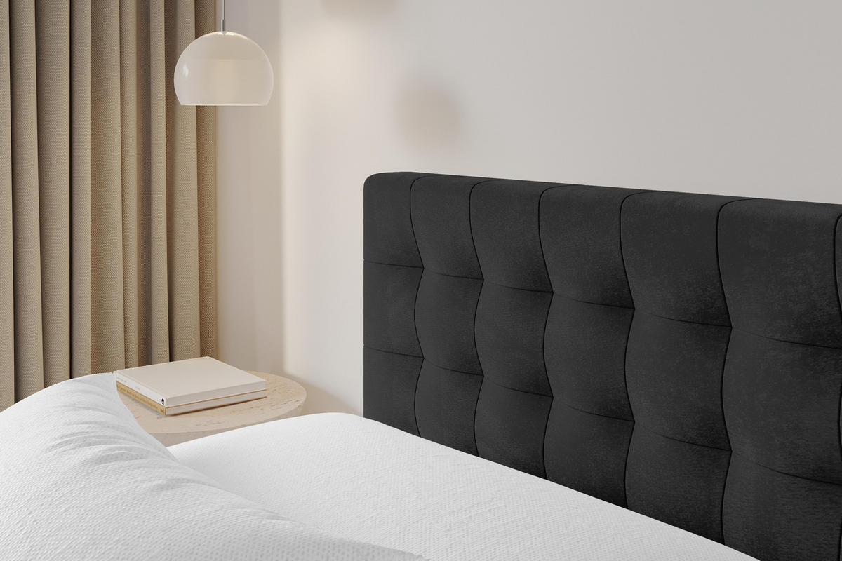 POLSTERBETT mit Bettkasten und Lattenrost, Boxbett ohne Matratze - PARI 180x200 Schwarz - Schwarz, Holzwerkstoff/Textil (180/200cm) - ALTDECOR
