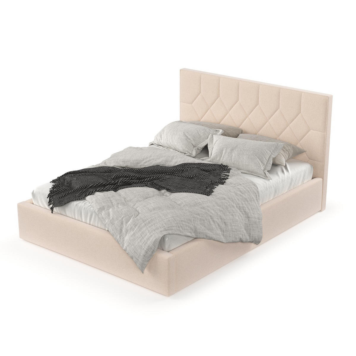 POLSTERBETT Brisa 180/200 cm Creme im Asti Stoff - Creme/Schwarz, Holz/Holzwerkstoff (180/200cm) - AltaBeds