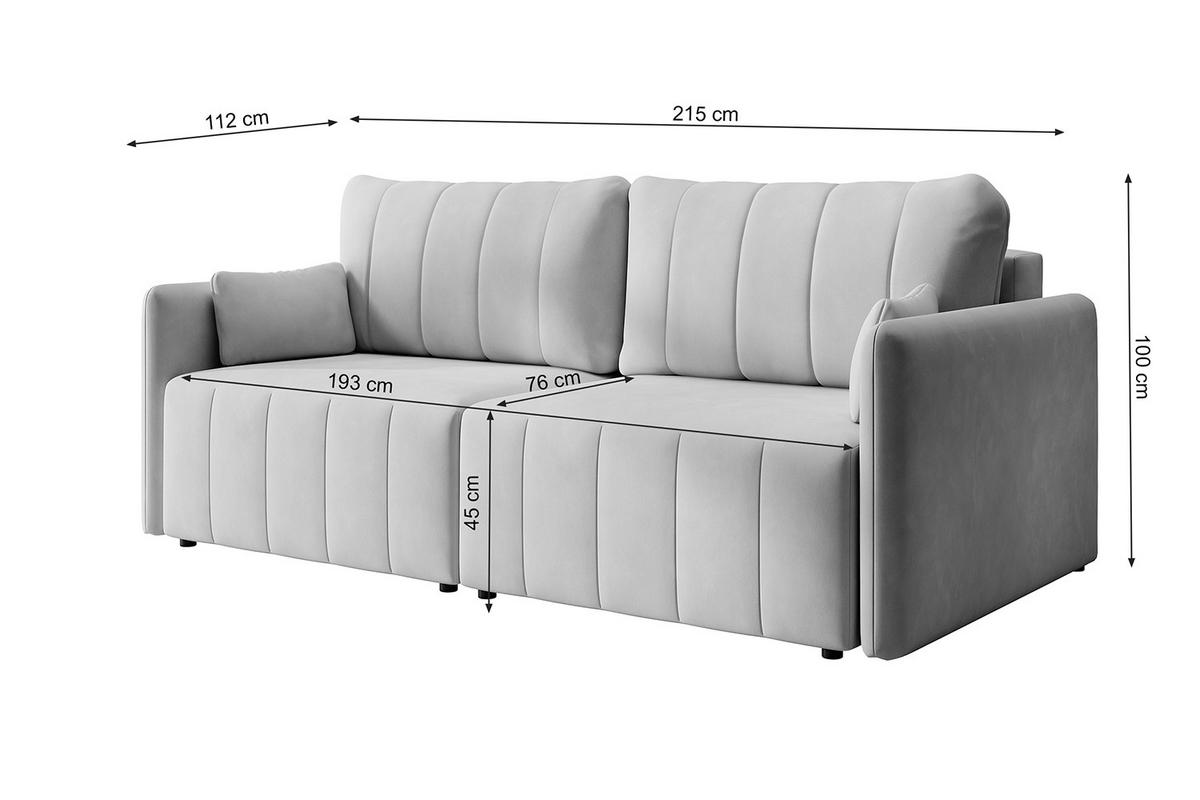 SCHLAFSOFA Pierra Hellgrau hydrophober Samt - Hellgrau/Schwarz, Kunststoff/Textil (215/100/112cm) - Selsey