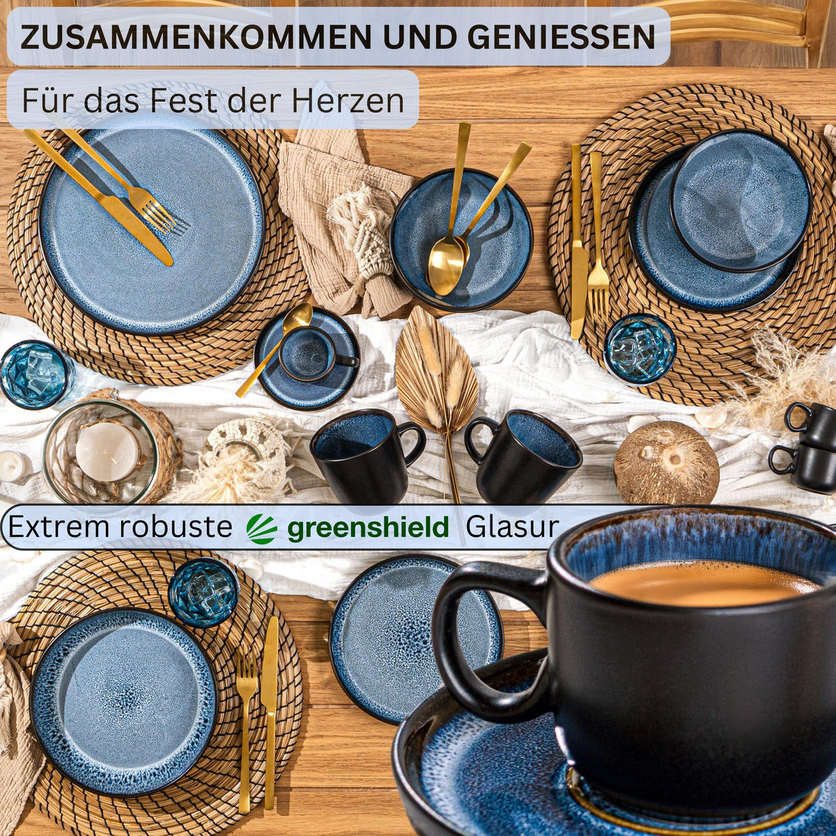 ESPRESSOTASSEN SET ARUBA - 12 teilig aus Steingut - Blau, Keramik (0.08L) - Sänger