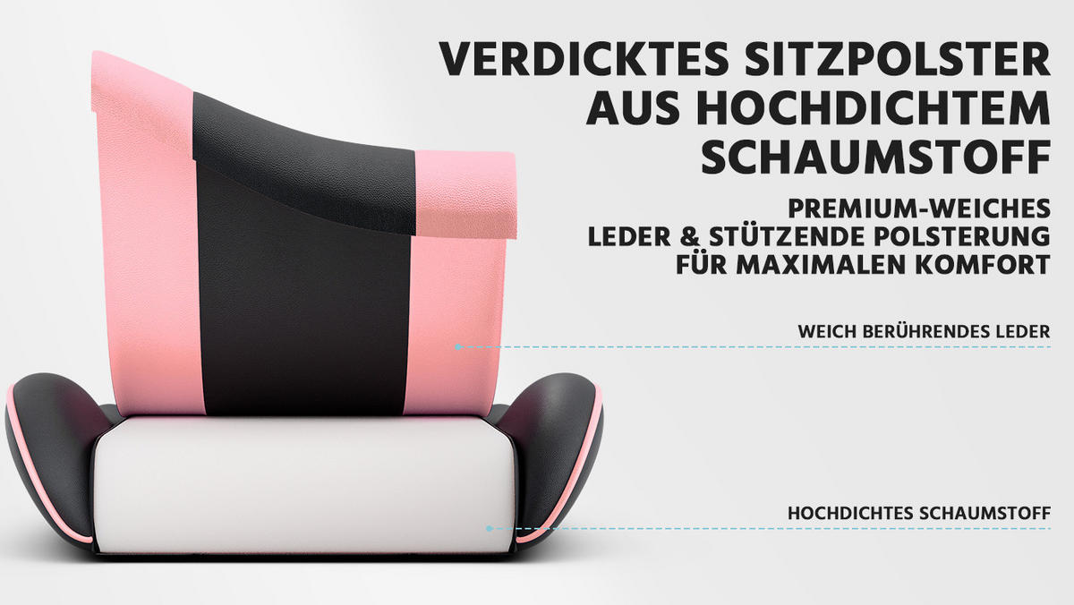 GAMINGSTUHL ergonomisch mit Fußstütze PVC Pink/Black - Pink, Kunststoff (63/120.5/58.5cm) - Meubliv