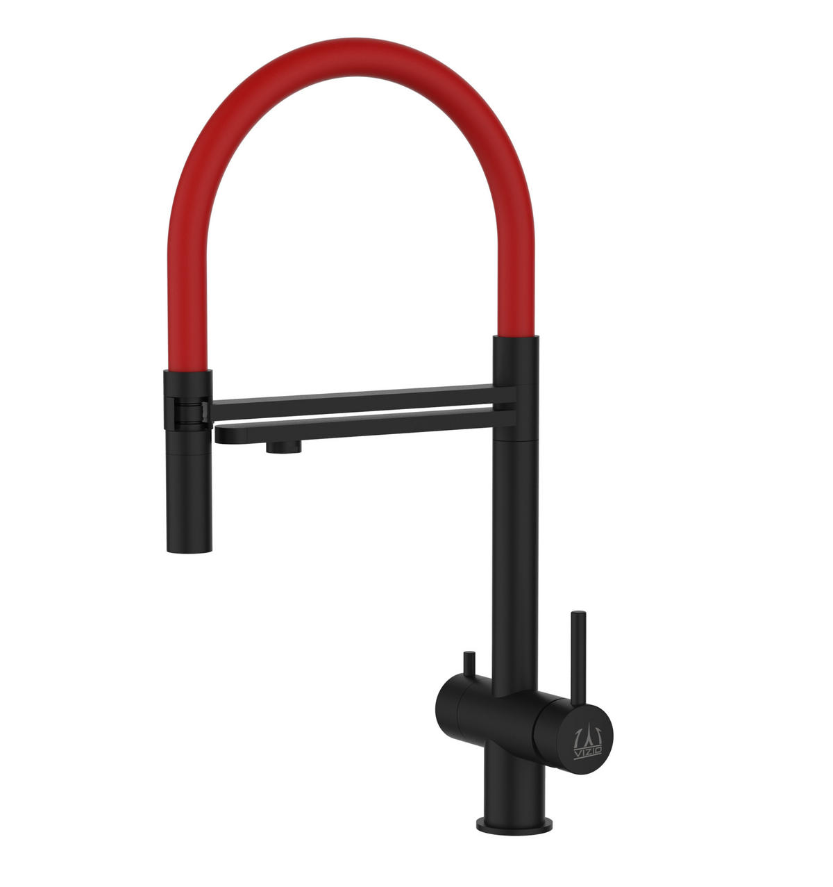 3-WEGE-KÜCHENARMATUR, Edelstahl Massiv aus Chirurgenstahl, PVD Schwarz Matt, 2-Strahl-Brause - Schwarz, Metall (26/49/26cm) - VIZIO