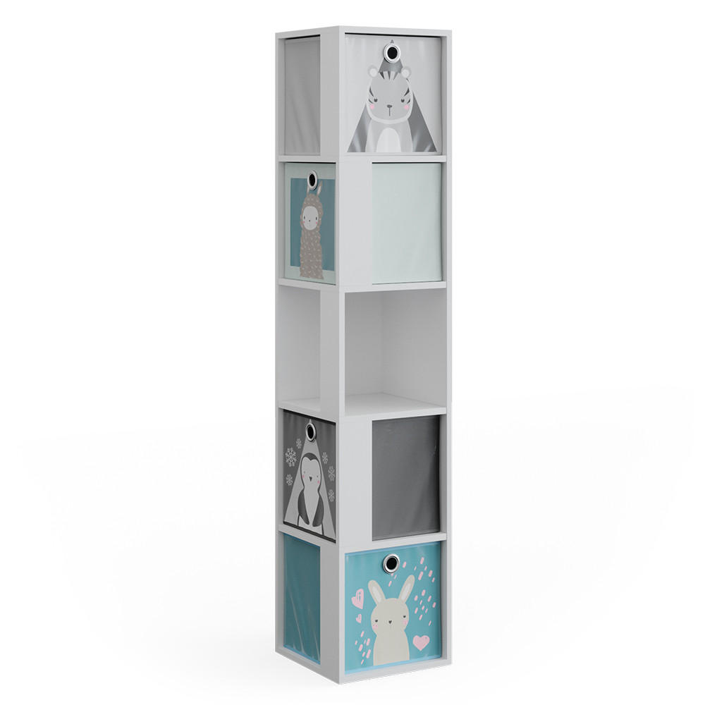 KINDERREGAL Lio Weiß 33.3 x 162.2 cm mit 4 Faltboxen - Weiß, Holzwerkstoff (33.3/162.2/33.3cm) - Vicco