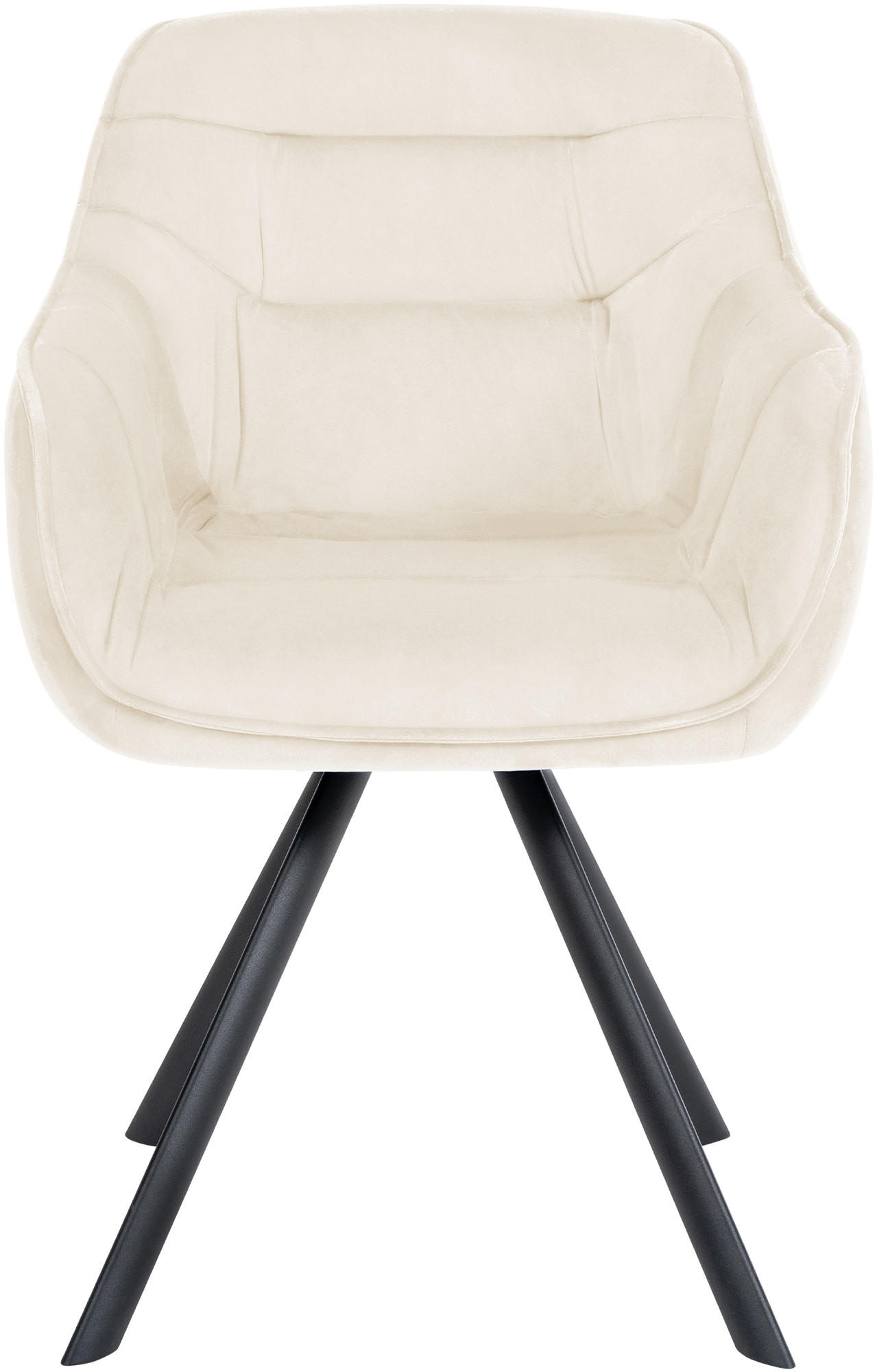 ARMLEHNENSTUHL Samt Creme - Creme/Schwarz, Textil/Metall (57/90/63cm) - CLP