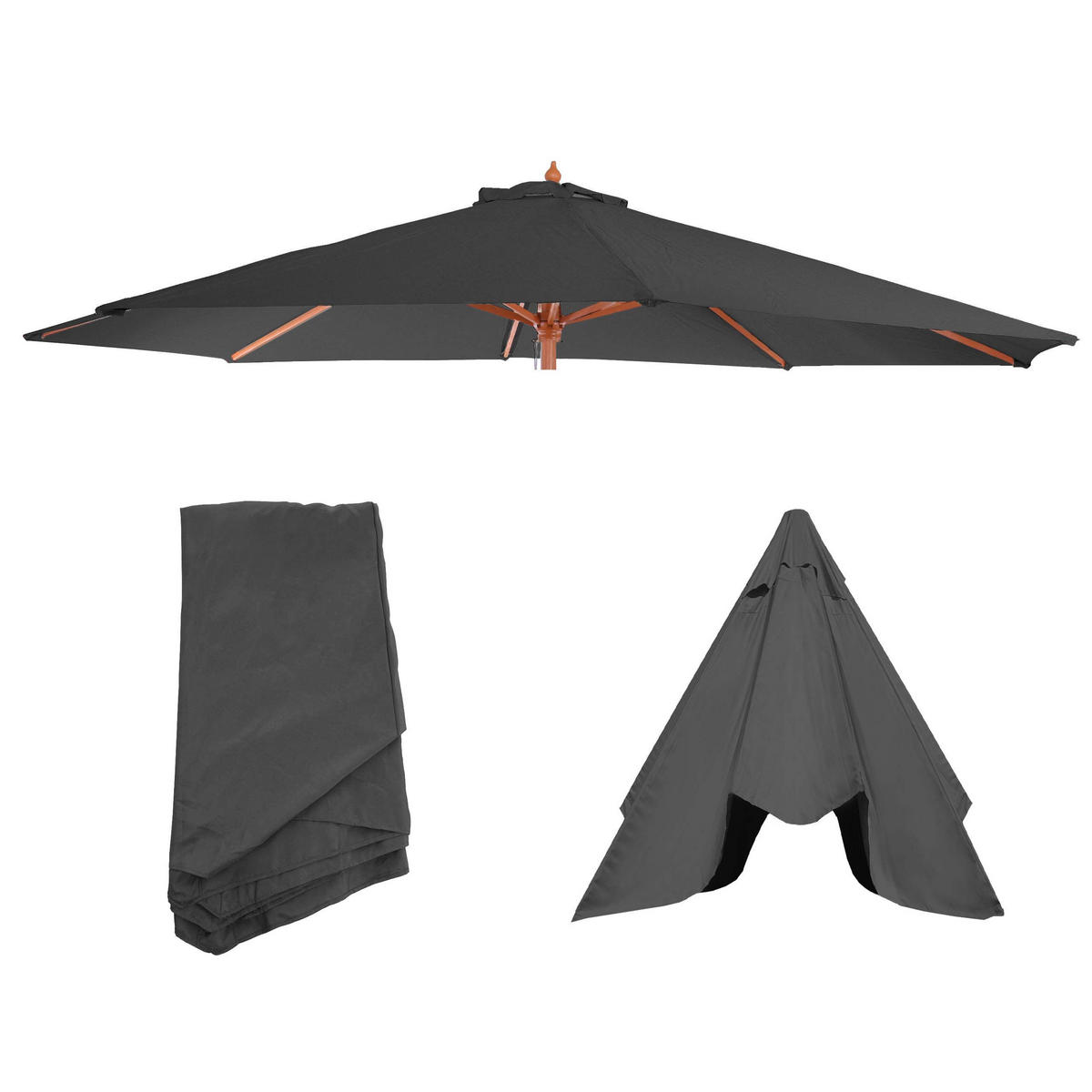 ERSATZ-BEZUG FÜR SCHIRM RUND Anthrazit - Anthrazit, Textil (350/350cm) - MCW