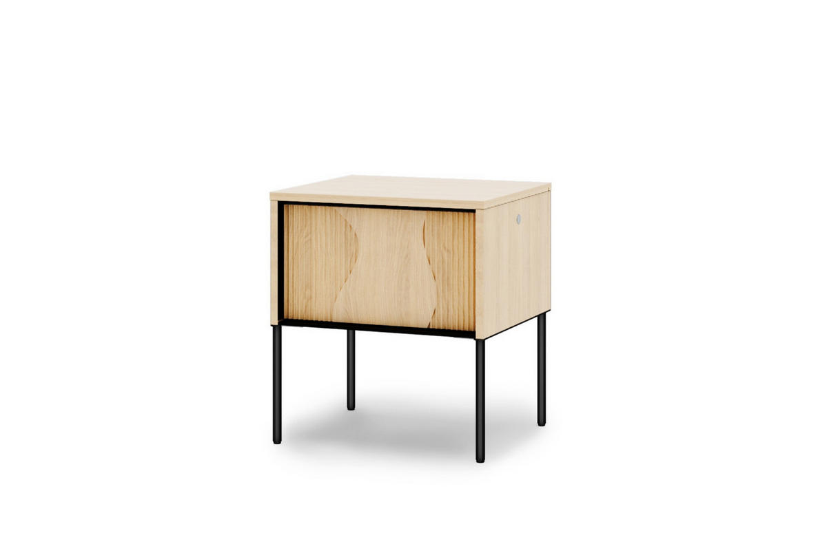 NACHTTISCH FAVOS 07 46/51/40 cm in Eiche Vincenza hell und Schwarz mit LED - Eichefarben/Schwarz, Holzwerkstoff (46/40/51cm) - Deine Möbel 24