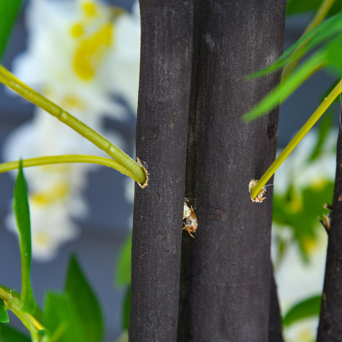 KUNSTPFLANZEN im Topf Kunstbaum mit weißen Glyzinien Baumdekoration Weiß+Grün - Multicolor, Kunststoff (165cm) - Outsunny