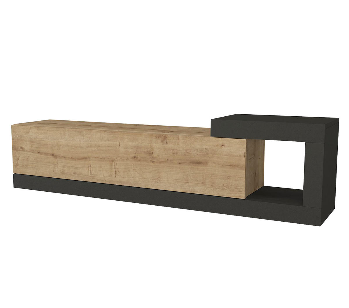 MOEBEL17 TV Lowboard 150 cm – Modernes Lowboard TV Schrank – TV Board Wohnzimmer – Fernsehtisch – TV Möbel Sideboard Modern – Modell Bliss - Anthrazit/Braun, Holzwerkstoff (150/37/30cm) - moebel17