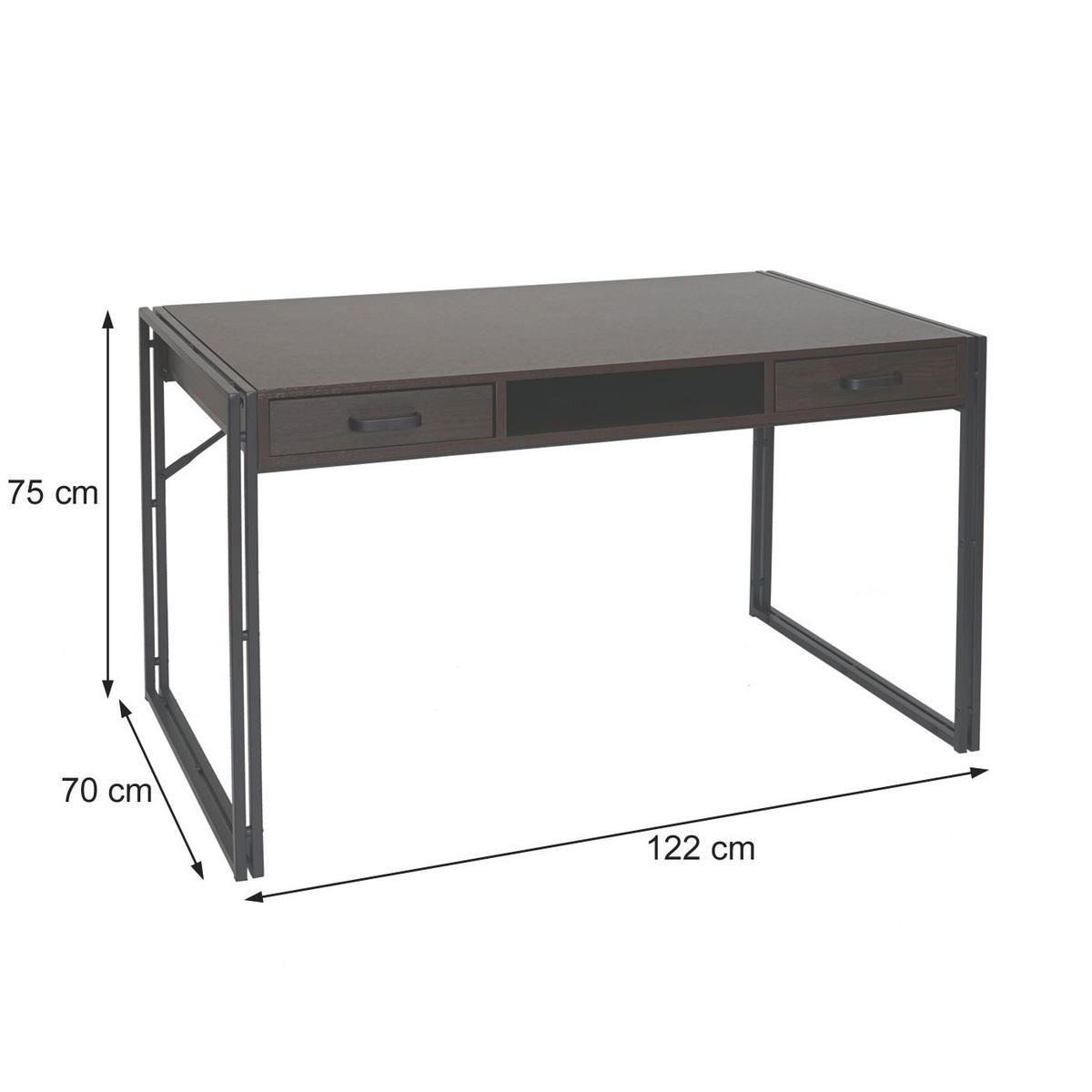 SCHREIBTISCH rechteckig Dunkelbraun - Dunkelbraun, Holzwerkstoff (70/122/75cm) - MCW