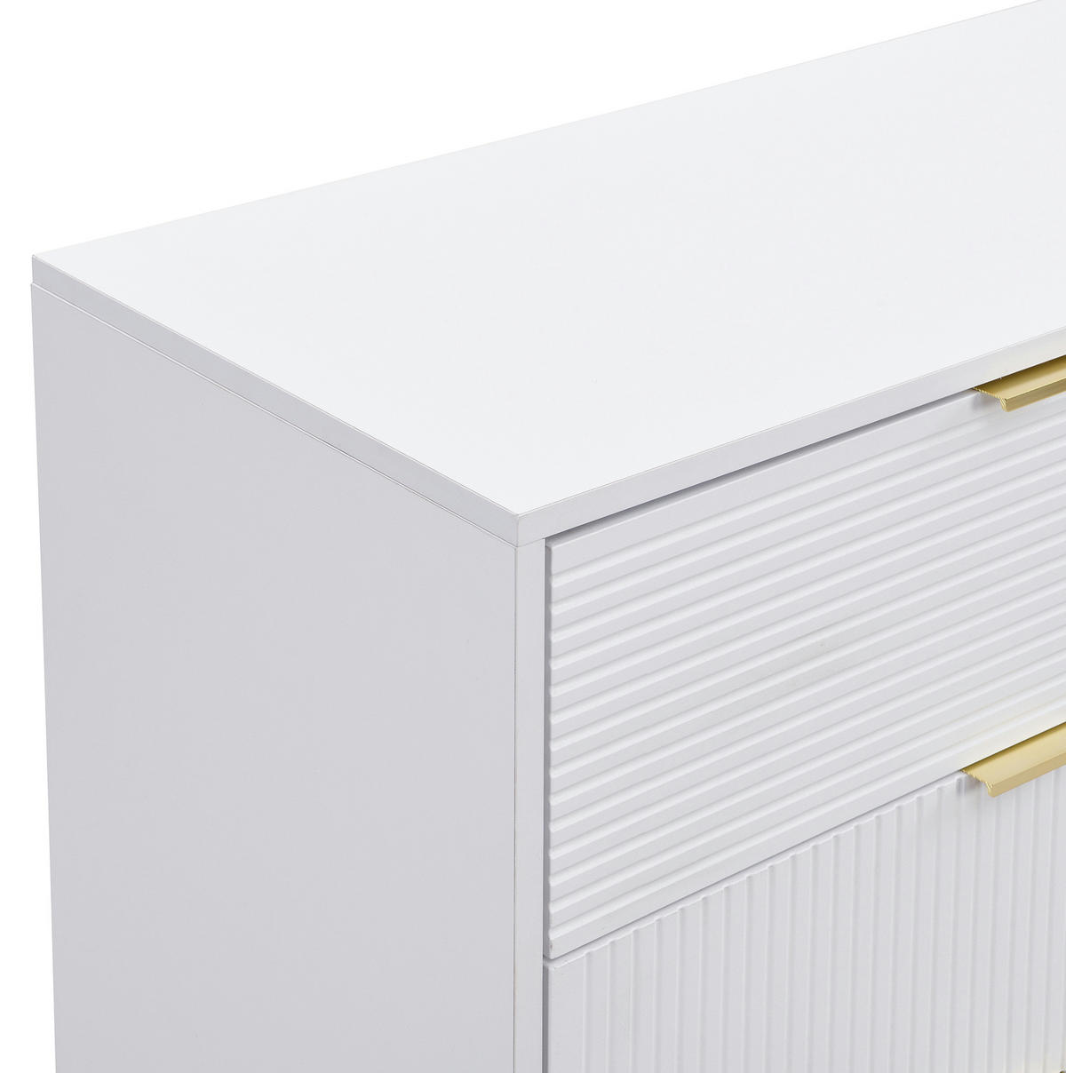 SIDEBOARD 120/38/80,5 cm mit 2 Türen, 3 Schubladen & goldfarbenen Details - Weiß, Holzwerkstoff (120/80.5/38cm) - BEAOK