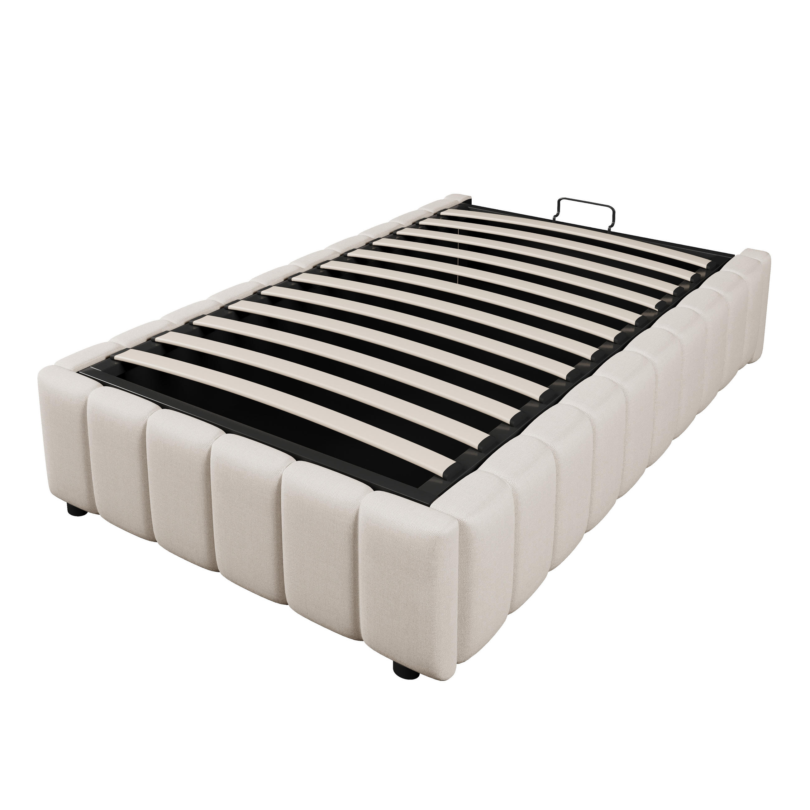 STAURRAUMBETT 90/200 cm DE-03238, mit Hydraulik (ohne Kopfteil), in Beige - Beige, Holzwerkstoff (90/200cm) - ComfortXL
