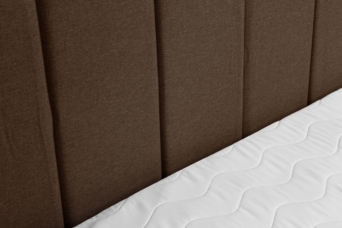 BOXBETT CLAUDINE mit 2 Bettkästen, 160x200, Farbe: Braun, Velourstoff, mit Bonell-Matratze inkl. Topper - Braun, Holz/Kunststoff (160/200cm) - VENASI MÖBEL