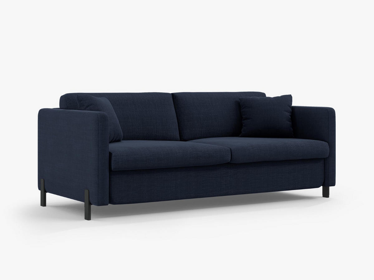SOFA ausklappbar Gloria aus strukturiertem Stoff blau 3 Sitzplätze - Blau, Textil (102/80/202cm) - Micadoni